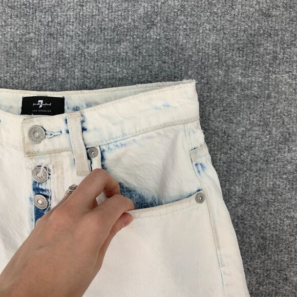7 For All Mankind Ocean Avenue Shorts Womens 25 Distressed High Rise Button Fly - Picture 6 of 14